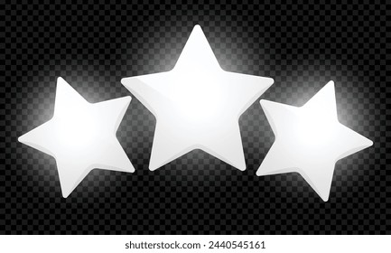 vector silver stars element on transparent background.