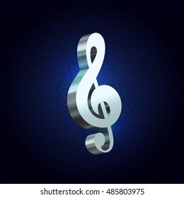 Vector silver treble clef 3D style