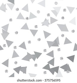 Vector silver triangle pattern. Geometric color background