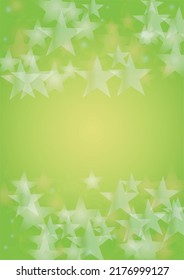 Vector Silver White Glowing Star Confetti on Green Gradient Background. Bokeh Texture. Abstract Magic Starry Pattern. Glitter Shiny Particles Explosion. Summer Glowing Poster. Christmass Design.