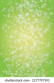 Vector Silver White Glowing Star Confetti on Green Gradient Background. Bokeh Texture. Abstract Magic Starry Pattern. Glitter Shiny Particles Explosion. Summer Glowing Poster. Christmass Design.