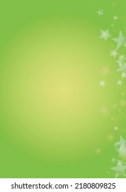 Vector Silver White Glowing Star Confetti on Green Gradient Background. Bokeh Texture. Abstract Magic Starry Pattern. Glitter Shiny Particles Explosion. Summer Glowing Poster. Christmass Design.