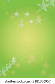 Vector Silver White Glowing Star Confetti on Green Gradient Background. Bokeh Texture. Abstract Magic Starry Pattern. Glitter Shiny Particles Explosion. Summer Glowing Poster. Christmass Design.