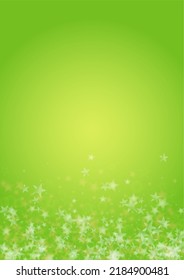 Vector Silver White Glowing Star Confetti on Green Gradient Background. Bokeh Texture. Abstract Magic Starry Pattern. Glitter Shiny Particles Explosion. Summer Glowing Poster. Christmass Design.