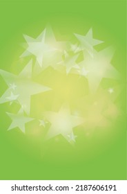 Vector Silver White Glowing Star Confetti on Green Gradient Background. Bokeh Texture. Abstract Magic Starry Pattern. Glitter Shiny Particles Explosion. Summer Glowing Poster. Christmass Design.