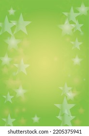 Vector Silver White Glowing Star Confetti on Green Gradient Background. Bokeh Texture. Abstract Magic Starry Pattern. Glitter Shiny Particles Explosion. Summer Glowing Poster. Christmass Design.