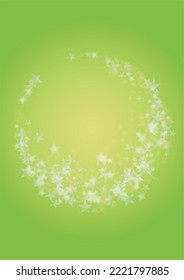 Vector Silver White Glowing Star Confetti on Green Gradient Background. Bokeh Texture. Abstract Magic Starry Pattern. Glitter Shiny Particles Explosion. Summer Glowing Poster. Christmass Design.