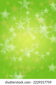 Vector Silver White Glowing Star Confetti on Green Gradient Background. Bokeh Texture. Abstract Magic Starry Pattern. Glitter Shiny Particles Explosion. Summer Glowing Poster. Christmass Design.