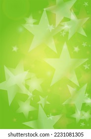 Vector Silver White Glowing Star Confetti on Green Gradient Background. Bokeh Texture. Abstract Magic Starry Pattern. Glitter Shiny Particles Explosion. Summer Glowing Poster. Christmass Design.