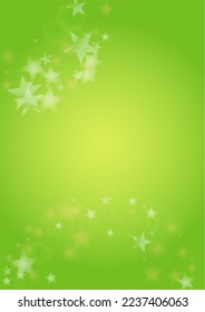 Vector Silver White Glowing Star Confetti on Green Gradient Background. Bokeh Texture. Abstract Magic Starry Pattern. Glitter Shiny Particles Explosion. Summer Glowing Poster. Christmass Design.