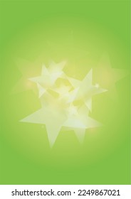 Vector Silver White Glowing Star Confetti on Green Gradient Background. Bokeh Texture. Abstract Magic Starry Pattern. Glitter Shiny Particles Explosion. Summer Glowing Poster. Christmass Design.