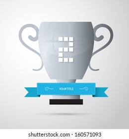 vector silver winner trophy, cup. second place