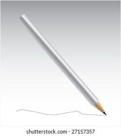 Vector silver-metallic pencil in action