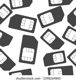 Vector sim card icon seamless pattern on a white background. 