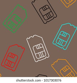 Vector SIM Cards Seamless Pattern on Background.