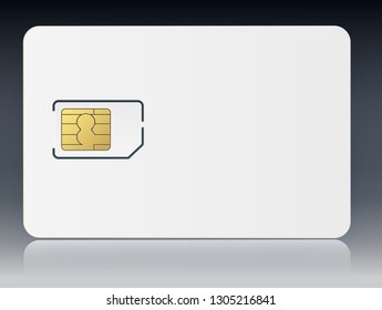 Vector Sim Mobile Cellular Phone Sim Card Chip Isolated on Background. Vector illustration 10 eps.