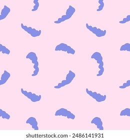 Vector simple abstract seamless pattern with stains. Repeating background with blue wavy spots in hand drawn style.