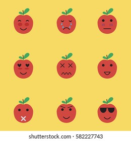 Vector simple apple emotion set.