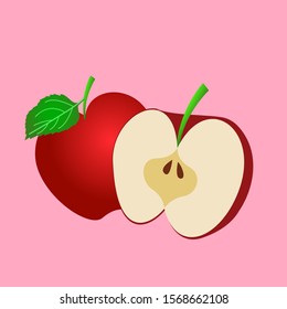 vector of simple apples that are whole and sliced