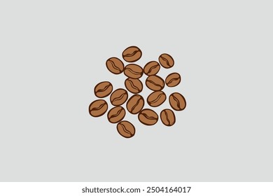 Vector simple Arabica coffee beans, brown on white background.