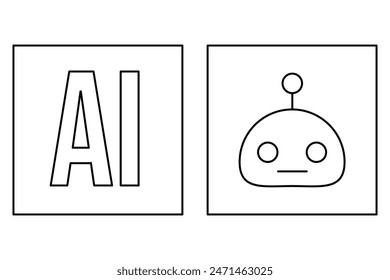 Vector simple artificial intelligence icons