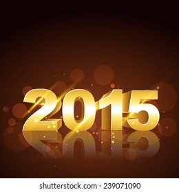 vector simple and attractive background of new year 2015 text written in gold