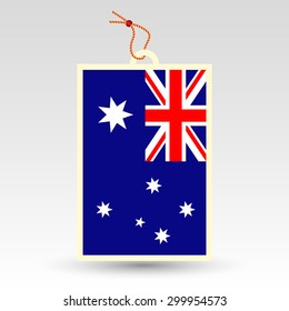 vector simple australian price tag - symbol of made in australia - label with national flag and string
