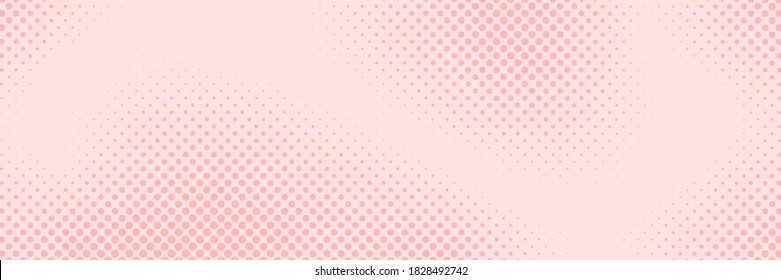 Vector simple background in comic book style with halftone gradient. Retro pop art design. Long horizontal banner
