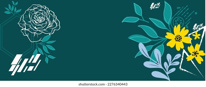 vector simple background design with sunflowers and other abstract elements. eps