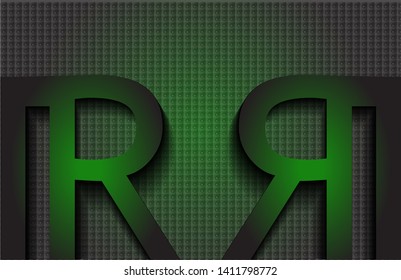 vector of simple background with letters I, R and modern design. green and black colors. EPS 10.