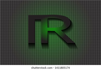 vector of simple background with letters I, R and modern design. green and black colors. EPS 10.
