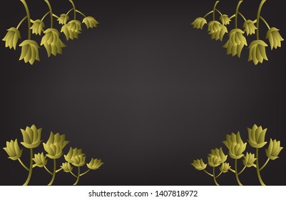 vector of simple background template with modern design and flower motif in gold colors.