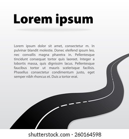 Vector simple background with winding road. Turning. Eps 10 vector file. 