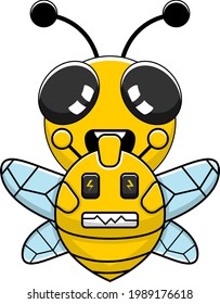 vector simple bee mascot cartoon character riding a bee robot