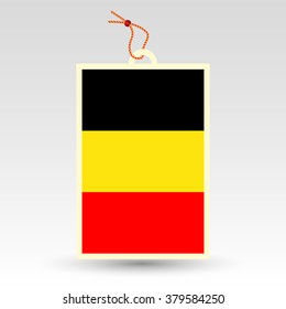 vector simple belgian price tag - symbol of made in belgium - label with national flag and string
