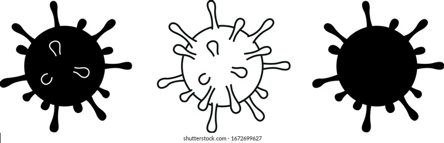 Vektorillustration einfache schwarze Corona-Virus COVID19 Symbole einzeln auf weißem Hintergrund