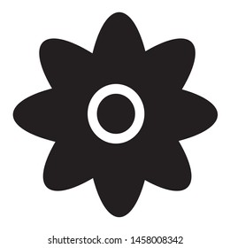 vector of simple black flower icons with white backgrounds. black circle in the middle.
