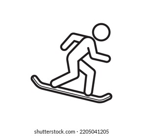 Vector simple figura de línea negra de un snowboard. Aislado sobre fondo blanco.