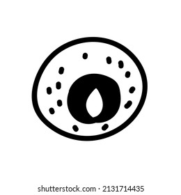 Vector simple black line nest illustration for Easter hand drawn. Single spring holiday picture in doodle style. Design for stickers, social media, cards, packaging, printing.