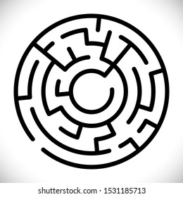 Vector simple black maze circle. Simple black labyrinth. 