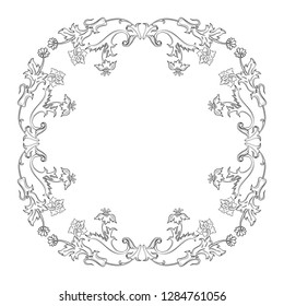 Vector simple black ornamental decorative frame. Vintage scrolls and frame. Vector frame with place for text. For invitation, greeting, wedding, menu list. Vector illustration.