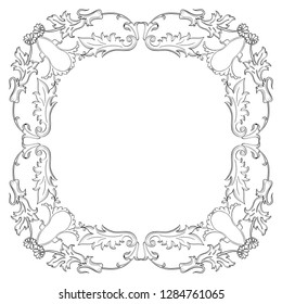 Vector simple black ornamental decorative frame. Vintage scrolls and frame. Vector frame with place for text. For invitation, greeting, wedding, menu list. Vector illustration.