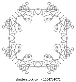 Vector simple black ornamental decorative frame. Vintage scrolls and frame. Vector frame with place for text. For invitation, greeting, wedding, menu list. Vector illustration.