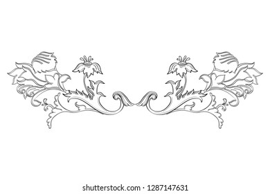 Vector simple black ornamental decorative frame. Vintage scrolls and frame. Vector frame with place for text. For invitation, greeting, wedding, menu list. Vector illustration.