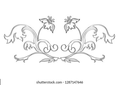 Vector simple black ornamental decorative frame. Vintage scrolls and frame. Vector frame with place for text. For invitation, greeting, wedding, menu list. Vector illustration.