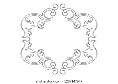 Vector simple black ornamental decorative frame. Vintage scrolls and frame. Vector frame with place for text. For invitation, greeting, wedding, menu list. Vector illustration.