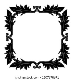 Vector simple black ornamental decorative frame. Vintage scrolls and frame. Vector frame with place for text. For invitation, greeting, wedding, menu list. Vector illustration. 