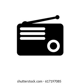 Vector simple black retro radio icon