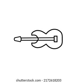 guitarra vectorial simple en blanco y negro