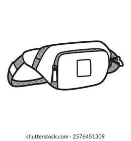 vector of simple black and white sling bag side view